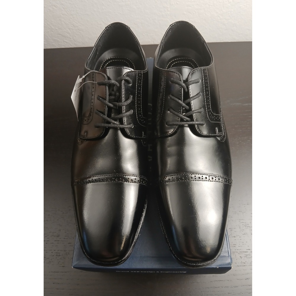Stacy Adams Abbott Men's Black Leather Cap Toe Oxford Slip Resistant Shoes 9.5 M